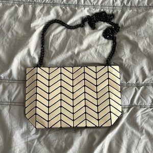 Patrizia Luca Milano Geo Clutch Gold Black Removable Chain Strap
